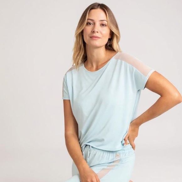 HoneyLove Blisswear Pajama Set with Mesh Panel Detail Glacier Blue Size XL - Picture 16 of 16